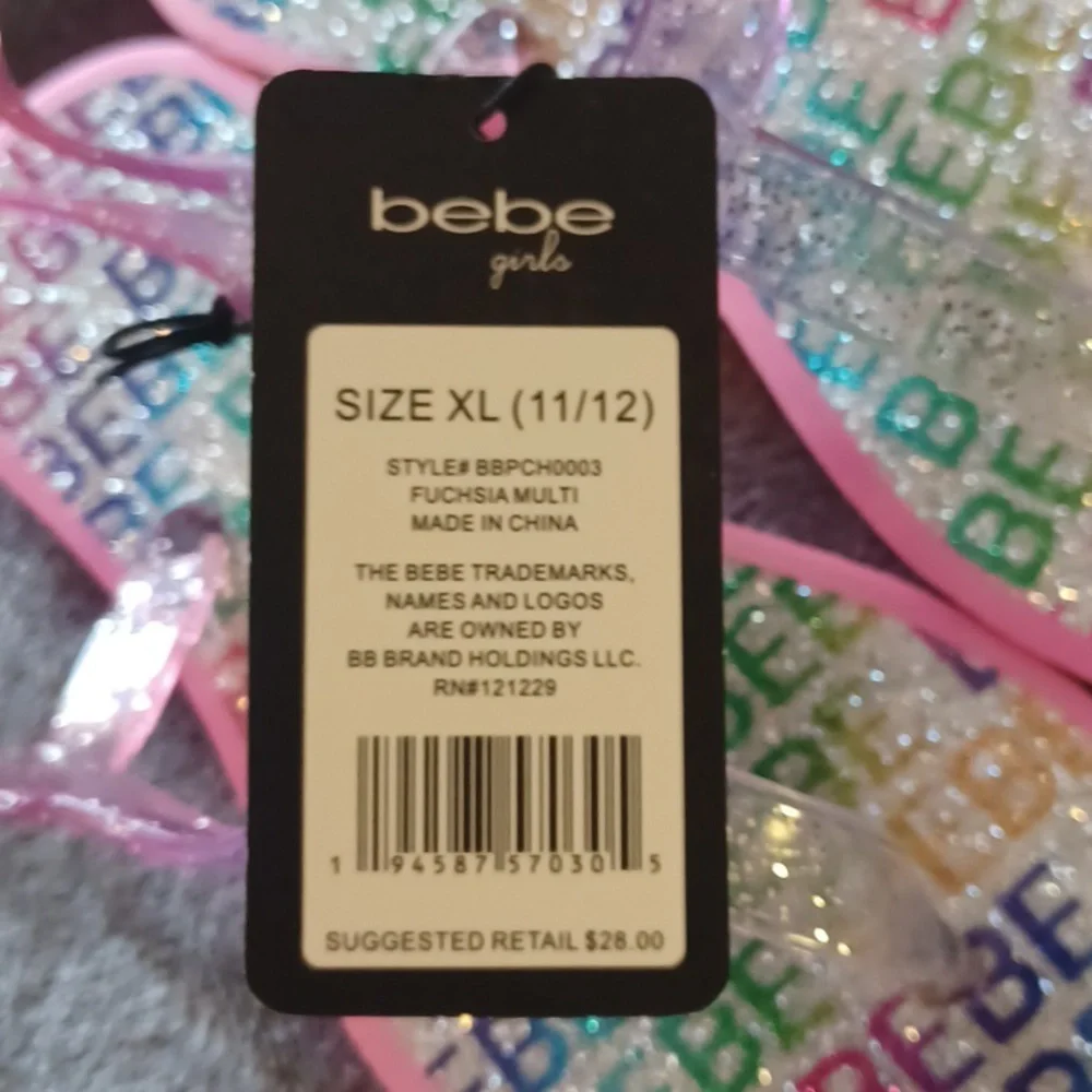 NWT BEBE GIRLS PINK & COLORFULL SANDELS SIZE 11/12
